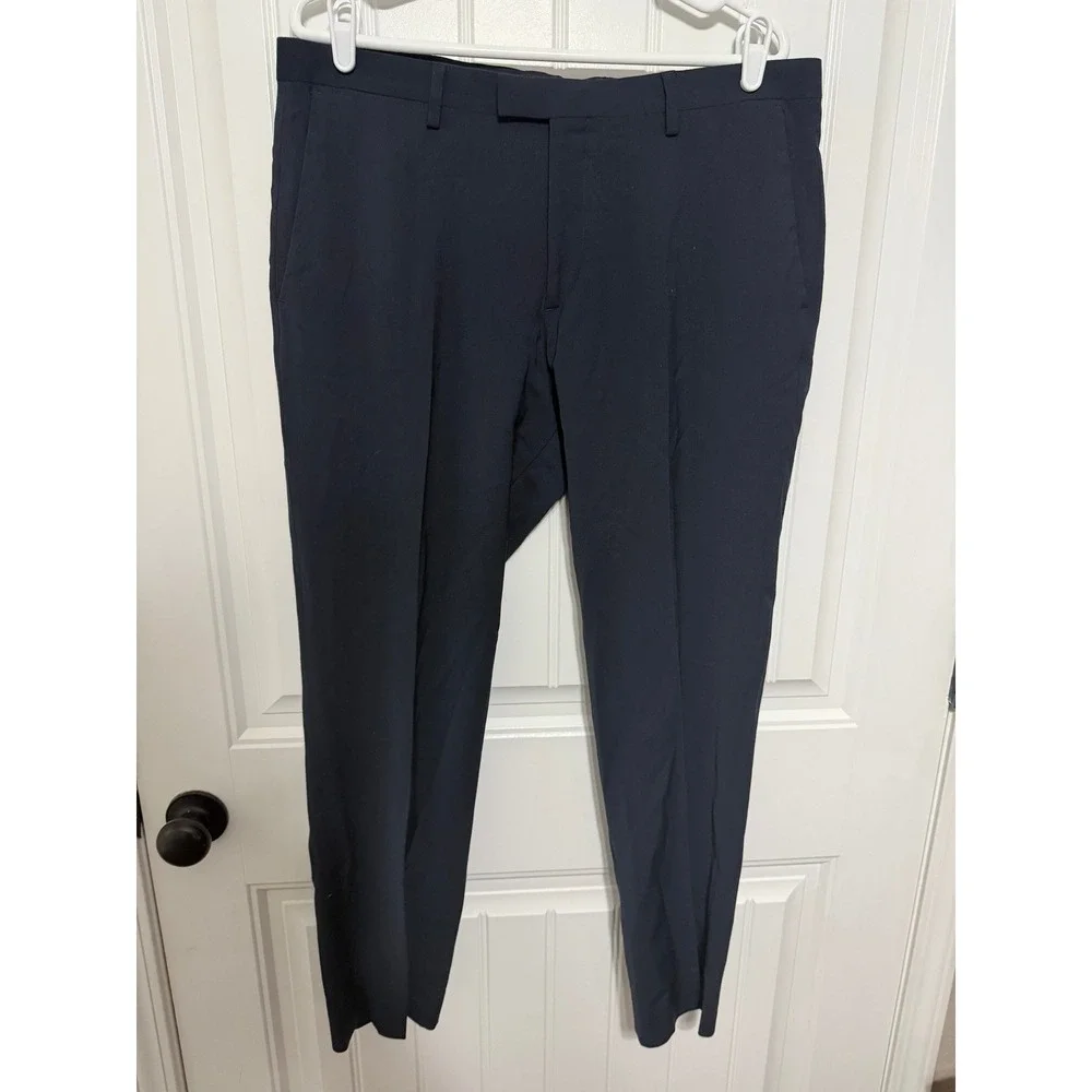 Banana Republic Dress Pants Mens 35x30 Modern Slim Fit Wool Navy Blue EUC